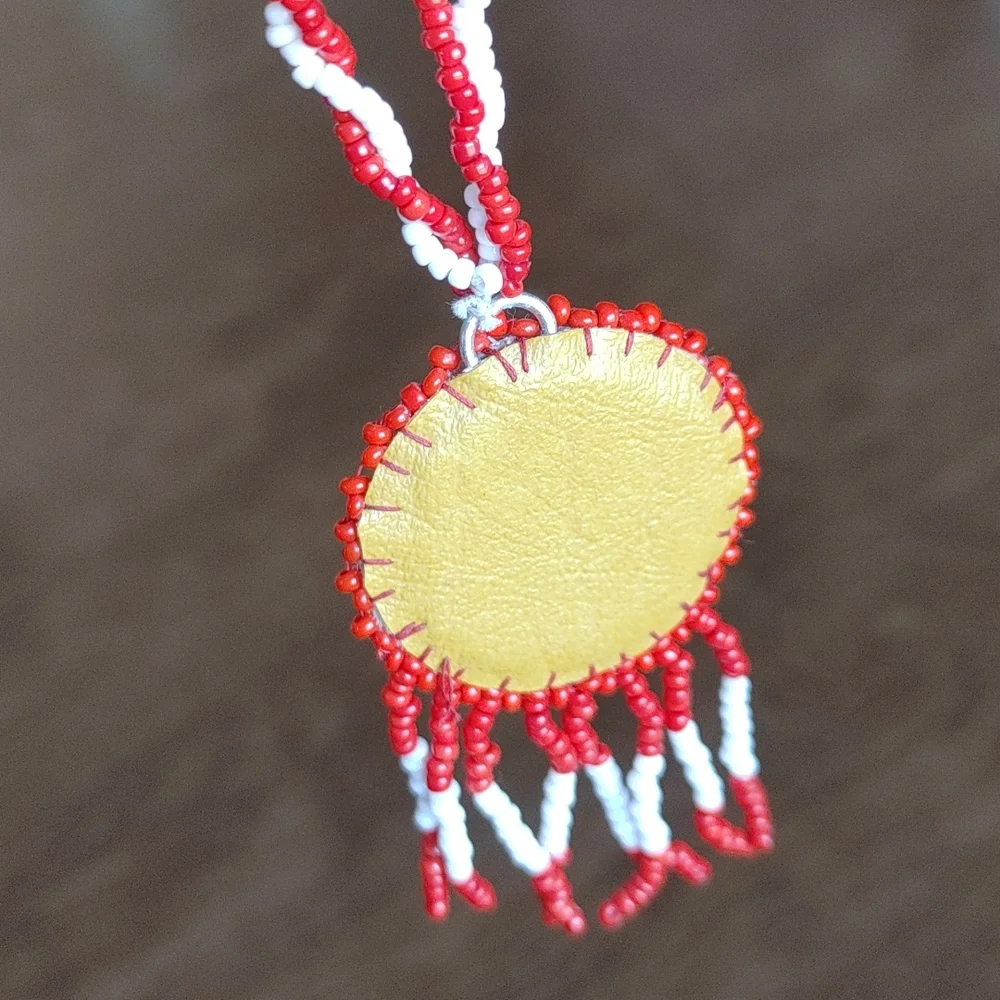 Native American Seed Bead Necklace Star Pattern Twisted C